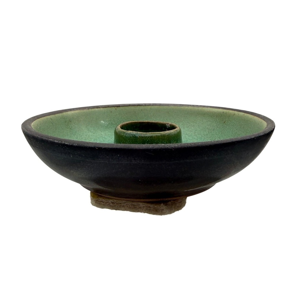 MCM Gotek Colonia Tovar Venezuela Pottery Candle Holder Set Green Crackle Glaze - Picture 5 of 10